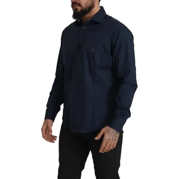 Roberto Cavalli Navy Elegance Cotton Dress Shirt